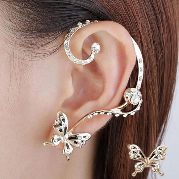 Butterfly Twinning Rhinestones Ear Wrap