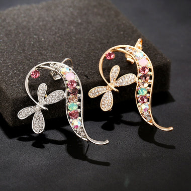 Multi-Color Rhinestone Butterfly Ear Wrap