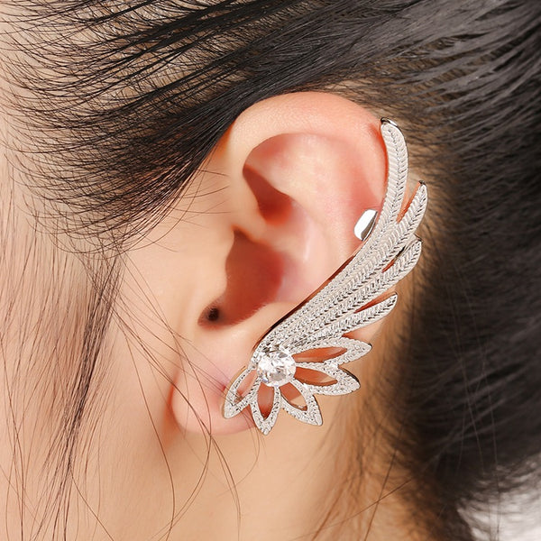 Crystal Wings Stud Ear Cuff