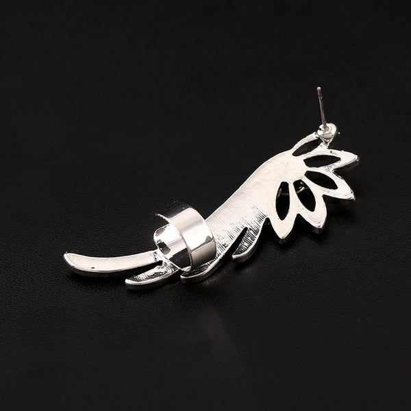 Crystal Wings Stud Ear Cuff