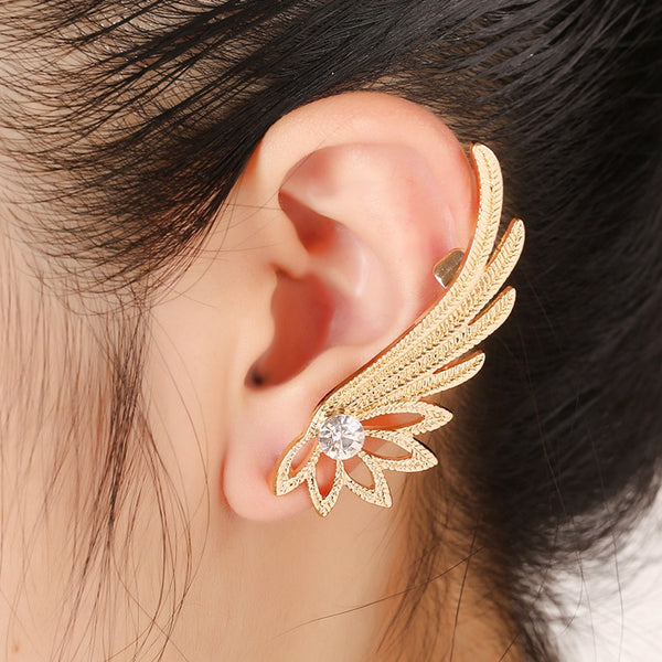 Crystal Wings Stud Ear Cuff