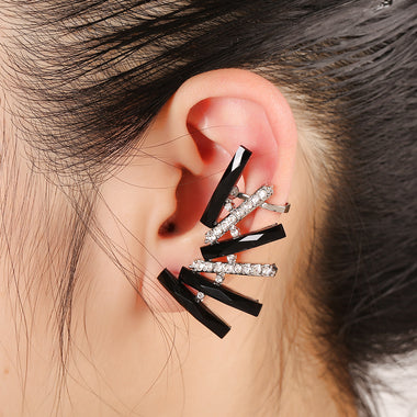 Rhinestones Chrome Stud Ear Cuff