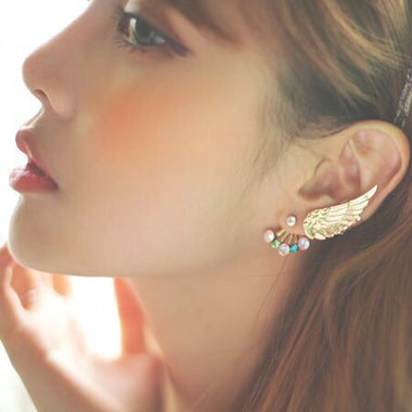 Gold Angel Wings Double Sided Ear Clip Cuff