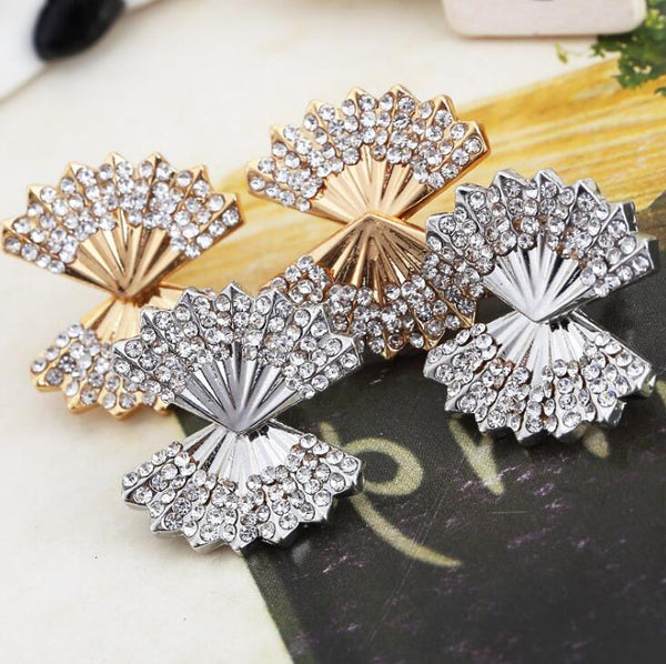 Trendy Shell Rhinestone Stud Earrings