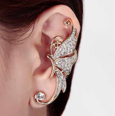 Rhinestones Butterfly Ear Cuff Clip