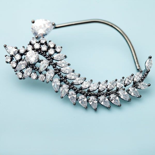 Elegant Crystals Leaf Ear Wrap