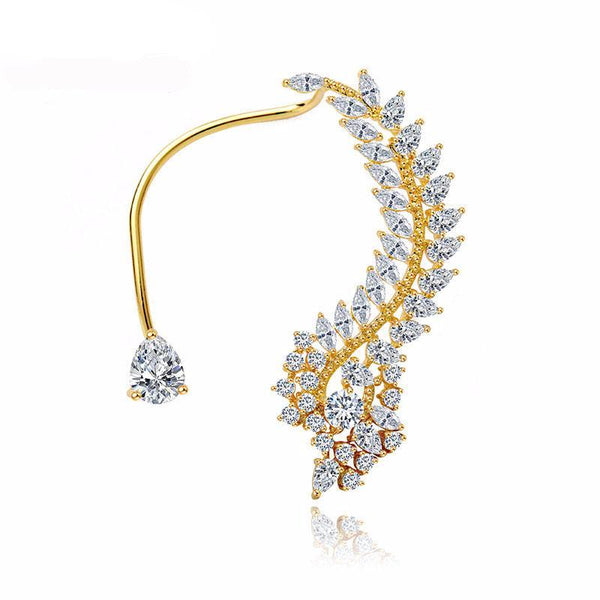 Elegant Crystals Leaf Ear Wrap