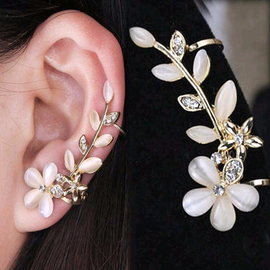 Floral Golden Stud Ear Cuff