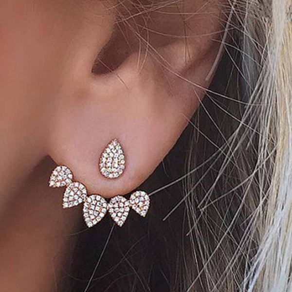 Tear Drop Crystals Double Sided Earring