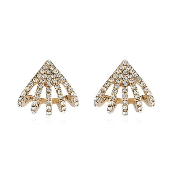 Trendy Shell Rhinestone Stud Earrings
